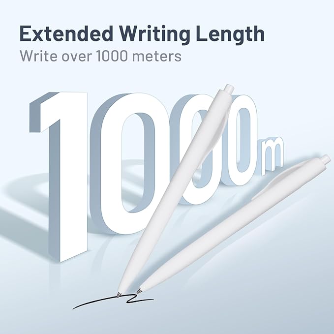 BallPoint Pens, 50 Pack (BLACK Ink),Bulk Pens, White Barrel,Click Pens for Office Home and School, Retractable Ballpoint Pens, Medium Point, 1.00MM (White)