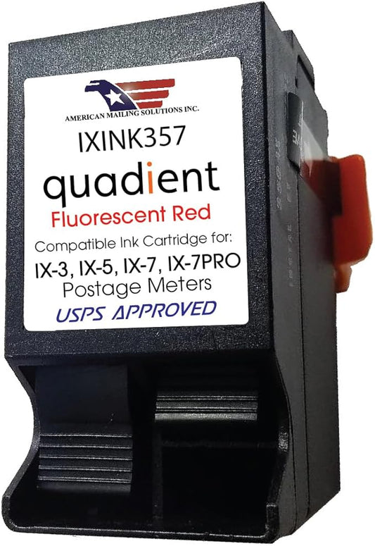 Quadient Ink Cartridge IXINK357 for Quadient Postage Machine iX-3, iX-5, iX-7, iX-7PRO Series, 17000 Yields, USPS-Approved Red Ink by American Mailing Solutions Inc.