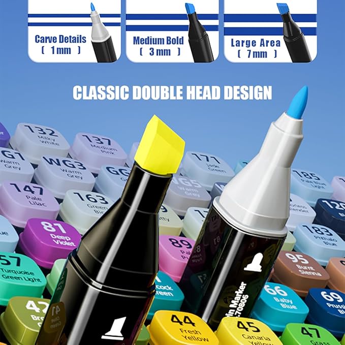 Alcohol Markers, 120 Colors Art Drawing Set for Kids Adults Dual Tip Permanent Sketch, With Organizing Case