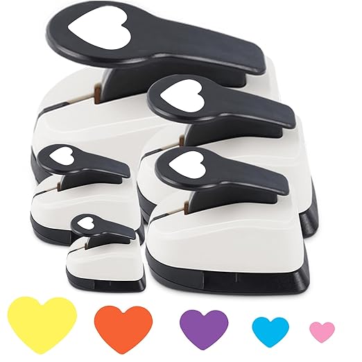 Heart Hole Puncher for Crafts, Heart Paper Cutter, Hearts Paper Punch, Hearts Shaped Puncher, Craft Punches for Card Making, 3/8 in, 5/8 in, 1 in, 1.5 in, 2 inch Scrapbooking Punch - 5 Pcs