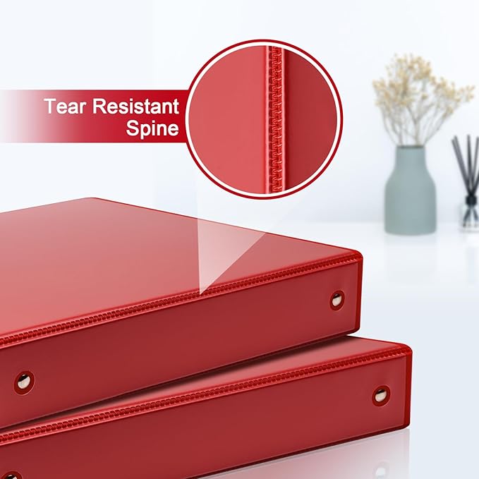 COMIX 3 Ring Binder 1.5 inch with Clear View Cover, 1.5" View Binder Holds 300 Sheets of US Letter Size Paper, 6 Pack (Red)