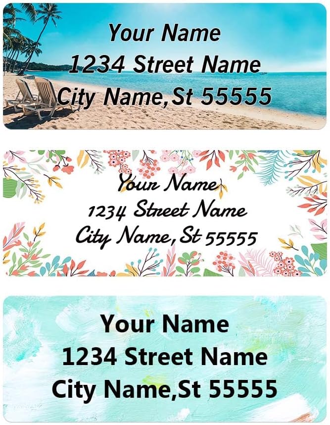 Return Address Labels - Personalized Labels, Custom Colorful Patterns, Can Be Used for Box, Paper, Plastic, Glass, Metal (2.6x1 Inch, Set of 400, Glossy Vinyl) 2.6''x1''