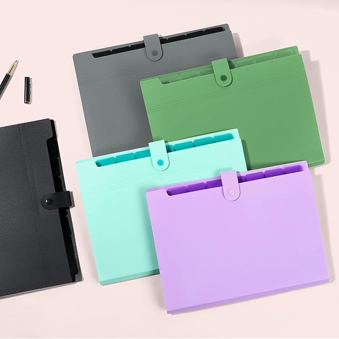 Forvencer Expanding File Folder with 8 Pocket, Letter Size Accordion File Organizer, Portable Folders for Documents, Cute Paper Organizer, Filling Products for School Office Supplies, Dark Green