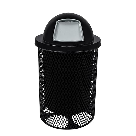 RDT-BLK Heavy Duty 32 Gallon Round Trash Receptacle, Liner Included, Black with Dome Lid, Made in America