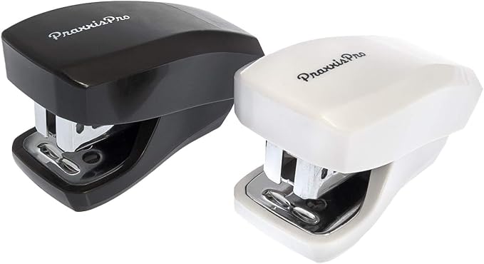 Aria Premium Mini Stapler Set - with Built-in Staple Removers, 2000 Standard Staples Included - for Office, School, and Travel, Set of 2, Black & White