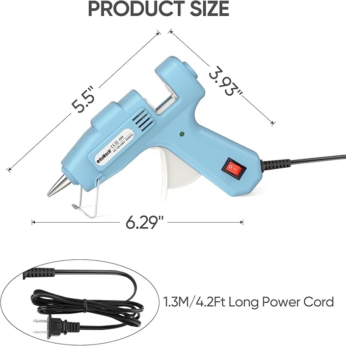ROMECH 20W Mini Hot Glue Gun with 30 Glue Sticks Set, Fast Preheating Hot Glue Gun Kit Heavy Duty Gluegun for Craft, DIY, Repairs (Cyan)