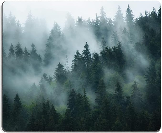 Hokafenle Mouse Pad, Square Personalized Computer Mouse Pads with Natural Design, Washable Mouse Mat, Gaming Office Home Non-Slip Rubber Base Mousepad, Misty Forest