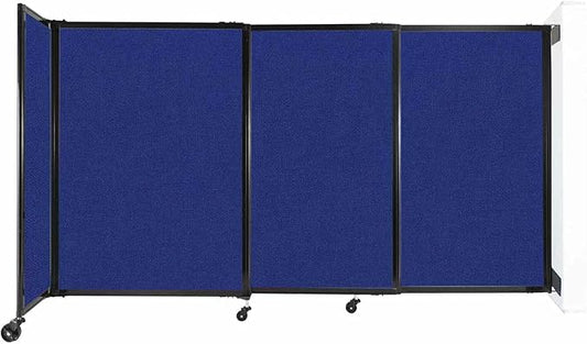 Wall-Mounted Sliding StraightWall Room Divider | Adjustable Widths | Locking Wheels | Room Separator | Up to 7'2" Wide x 4' Tall Royal Blue Fabric Panels