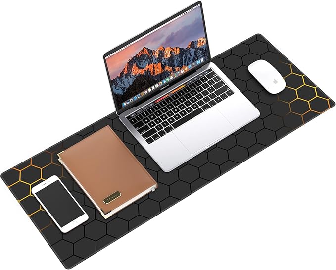 Galdas Gaming Mouse Pad XXL XL Large Long Extended Big Mousepad Non-Slip Rubber Keyboard Mouse Pad with Stitched Edges for Laptop Home Office (31.5x11.8x0.08 Inch) … (Grid)