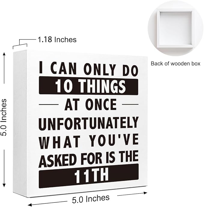 ‌WUZYOU Inspirational Wood Box Sign - "I Can Only Do 10 Thing" Wooden Block Sign, 5x5x1 Inch Self-Acceptance Desk Decor for Daily Motivation
