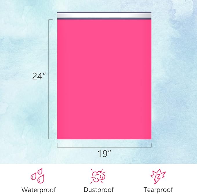 UCGOU Poly Mailers 19x24 Inch Hot Pink 100 Pack Extra Large Shipping Bags Strong Thick Mailing Envelopes Self Seal Adhesive Waterproof and Tear Proof Boutique Postal for Clothing Quilt and More