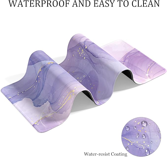 Desk Mat, 32" x 16" XXL Extended Large Gaming Mouse Pad, Desktop Decor Desk Pad, Cute Men Women Office Supplies and Accessories, XL Mouse Mat for Laptop & Keyboard, Minimalism Purple Marble