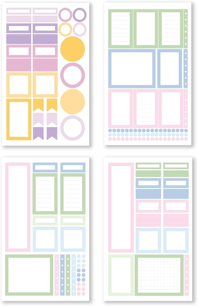 Rongrong Pastel Planner Stickers Book for Planners, Calendars, Journals and Projects – Functional Beautiful Pastel Colored Box Stickers – Scrapbook Accessories – 24 Pages
