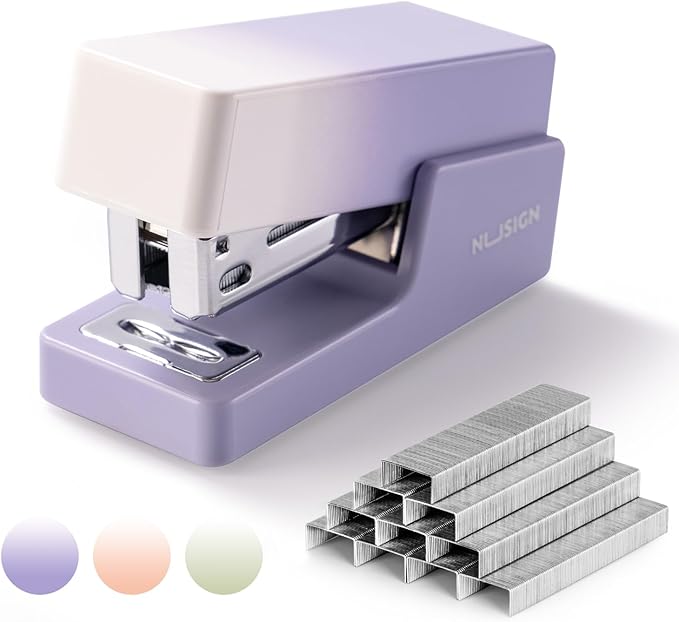 Mini Stapler with 830 Staples, Small Cute Desk Staplers, 25 Sheet Capacity, Purple-White Gradient