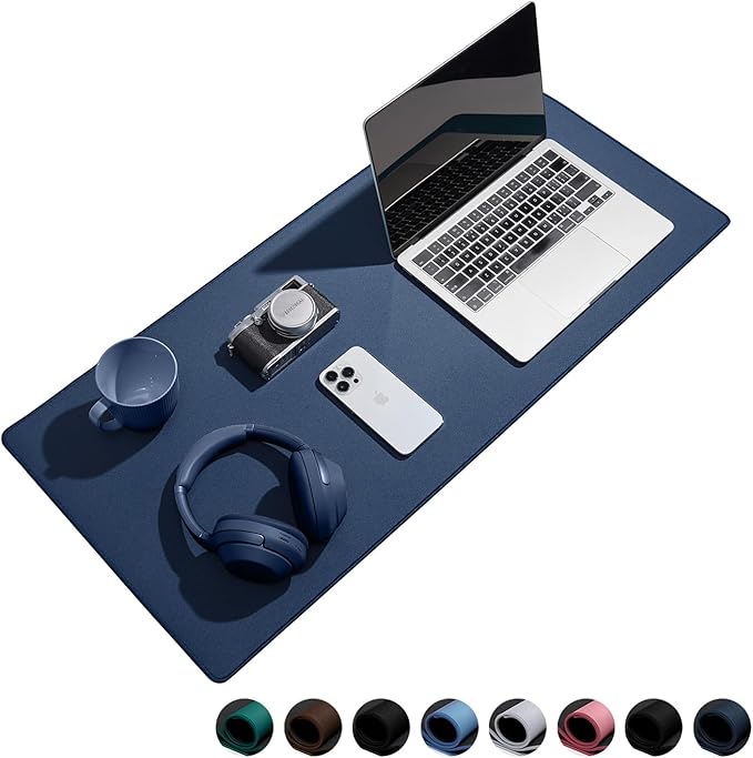 Waterproof Large Gaming Mouse Pad with Durable Stitched Edges, Non-Slip Rubber Base, Smooth Surface Mouse Mat Desk Pad for Home Office Gaming, 27.5"x11.8"x0.08", Dark Blue