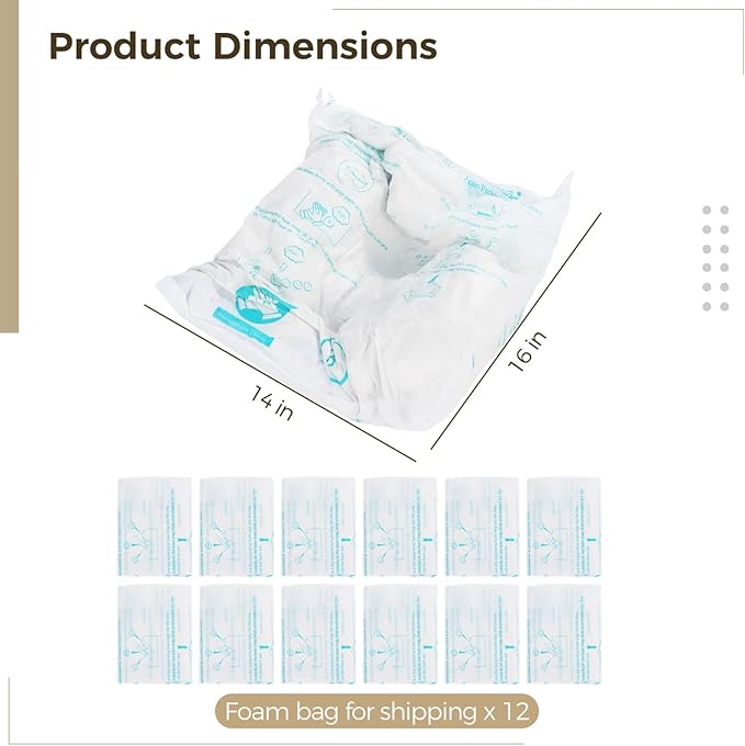 Foam Bags For Shipping 12 PCS 14×16 Inch, Handy Temperature-Activated Expanding Pouches, Instant Pack Quick Packaging - Protective Parcel Solution
