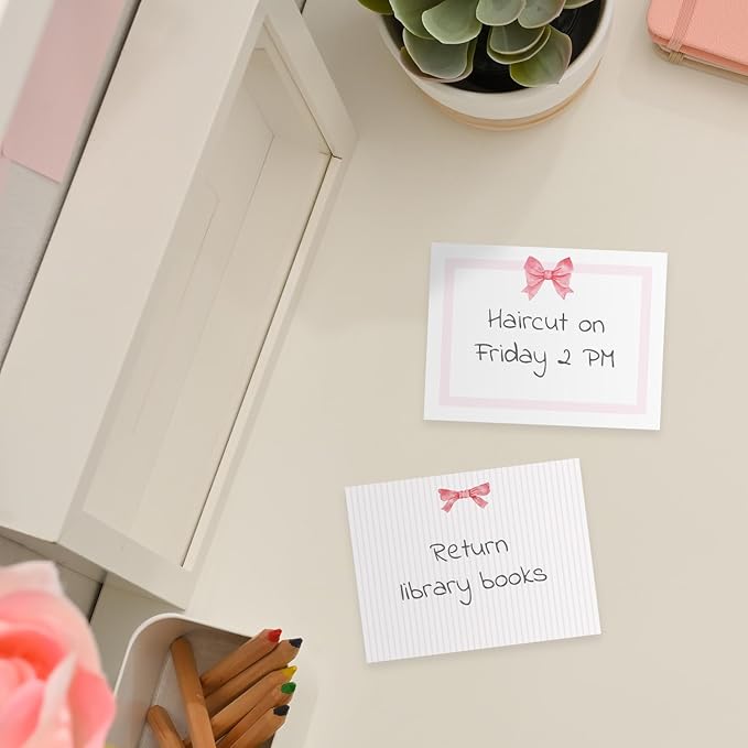 Pink Bow Sticky Note Assortment / 4" x 3" Trendy Repositionable Sticky Notes/Set of 6 Adorable Note Pads/Made in The USA