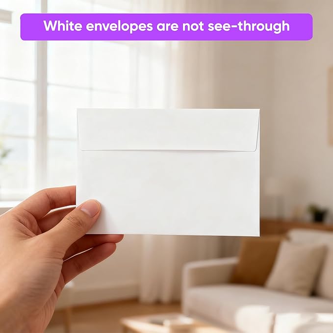White A7 Envelopes, 50 Count, 5.28 x 7.25 Inches, Self Seal for Invitations, RSVP, Wedding, Thank You Cards, Greeting Cards, Photos, Mailing and Postcards