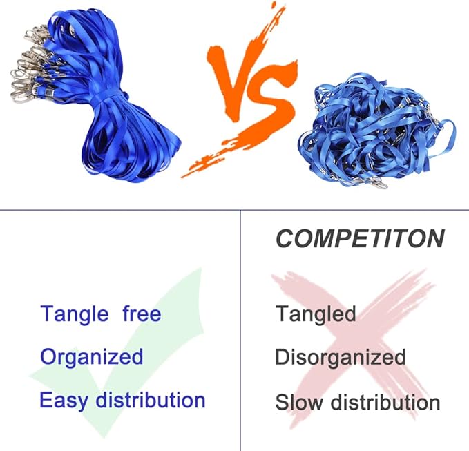 50 Pack Lanyards for Id Badges Holder Bulk Lanyard with Clip Swivel Hooks(Blue)