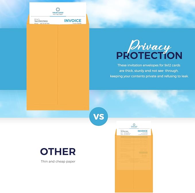 ACSTEP Manila Envelopes Self Seal 9 x12 1000pack, 9 x12 Mailing Envelopes in Yelllow, Manilla envelopes 9 x12 for Mailing, 1000pack