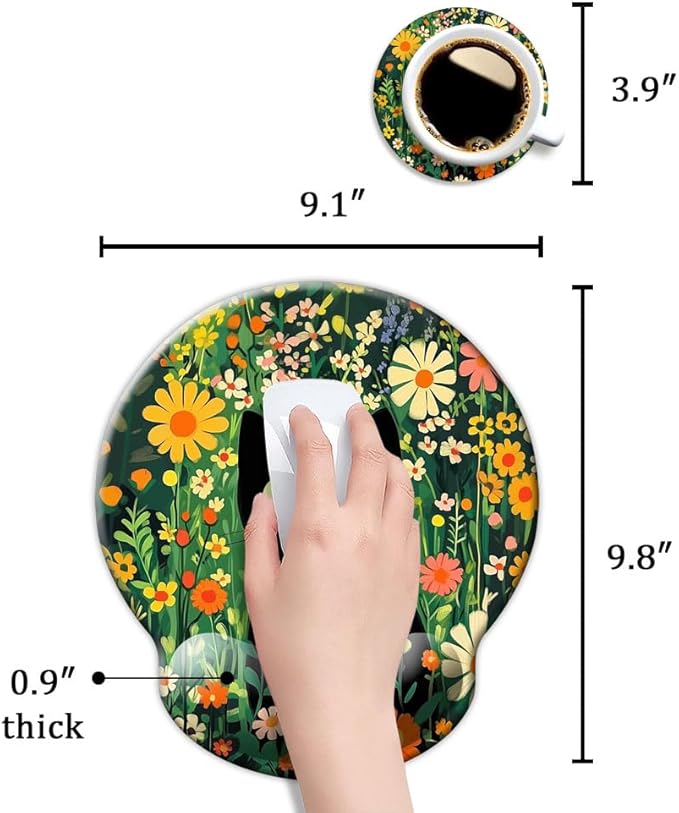 Ergo Comfort Gel Wrist Rest Mouse Pad-Ergonomic Office Mousepad with Wrist Support-Non-Slip, Design Desk Accessories Mat for Home&Game Decor Cute Black Cat