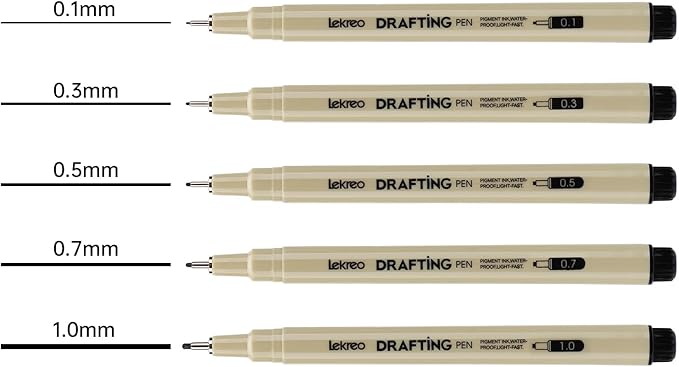 5-Piece Fineliner Pen, Assorted Point Sizes 0.1 to 1mm Ultra Fine Tips Pens, for Art, Writing & Bullet Journaling - Assorted 5 Point Sizes (5 Point Sizes)