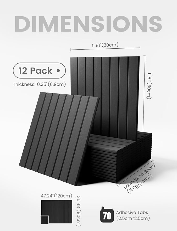 Large Felt Bulletin Board 48" X 36" Large Cork Board Alternative-12 Pack with 70 Safe Removable Adhesive Tabs, Cork Boards for Walls Cork Board for Home Office Classroom Pin Board (Black)