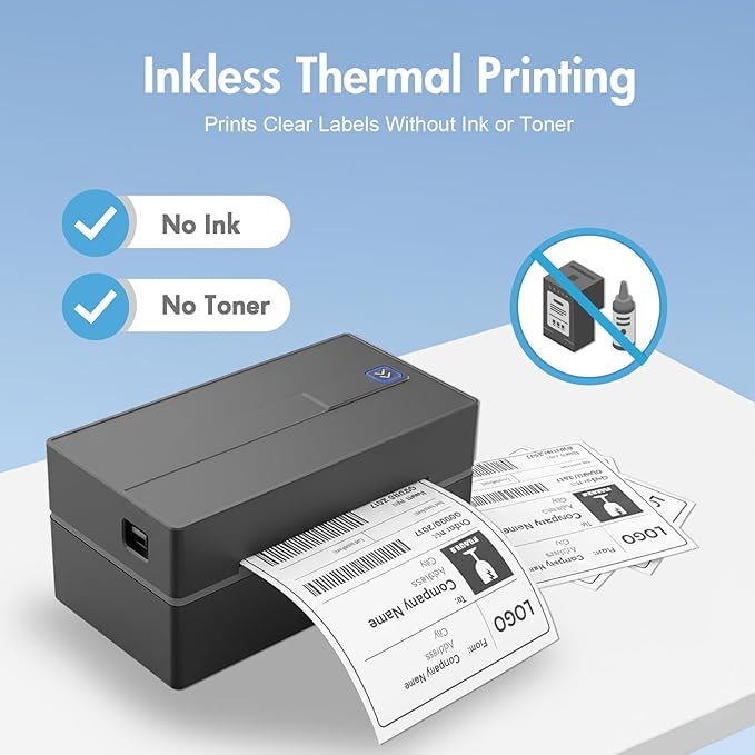 Bluetooth Thermal Shipping Label Printer: 4x6 Wireless Label Maker with Tape for Small Business - Compatible with iPhone, Android, Windows & Mac, Widely Used for USPS UPS Ebay Amazon Shopify Etsy