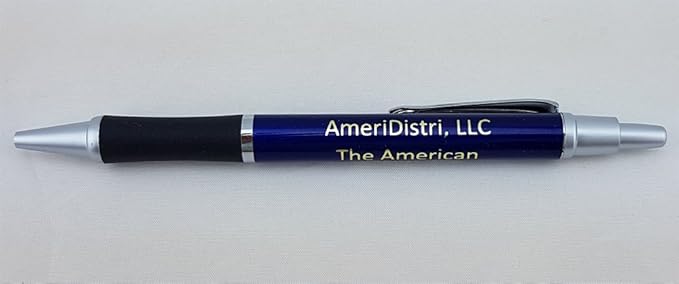 ezpencils - Personalized - Elegant Tip and Click Silver Accents on Blue Solid Color Body and Black Grip - Bullet Ballpoint Pens - 12 pkg - ** FREE PERZONALIZATION **