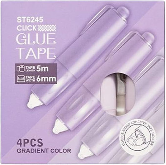 Double Sided Tape Roller - Retractable Adhesive Tape Dispenser, 4 Piece Sticky Scrapbook Set, Easy Application Heavy Duty Design, Excellent DIY Craft Tool, Home School Office Paper Card Photo