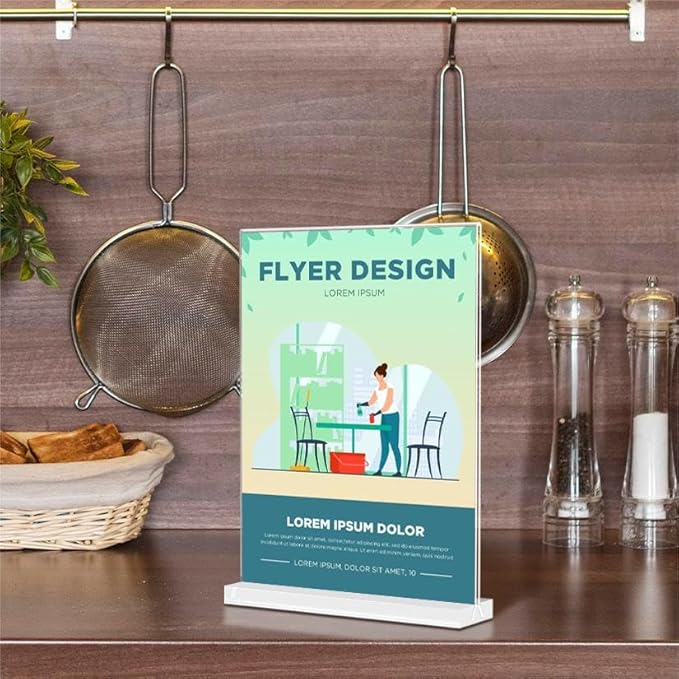Acrylic Sign Holder 8.5x11 Inches 12 Pack T Shape Desktop Display Stand Vertical Double Sided Clear Table Menu Flyer Holder for Restaurants, Office, Shop, Wedding