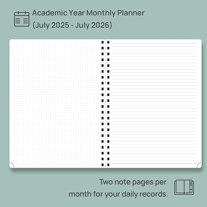 POPRUN 2025-2026 Monthly Planner Spiral Bound, 8.5'' x 11.25'' Academic Calendar (July 2025-July 2026) Appointment Book with Stair Tabs, Leather Cover, 4 Pages per Month with Notes - Claret