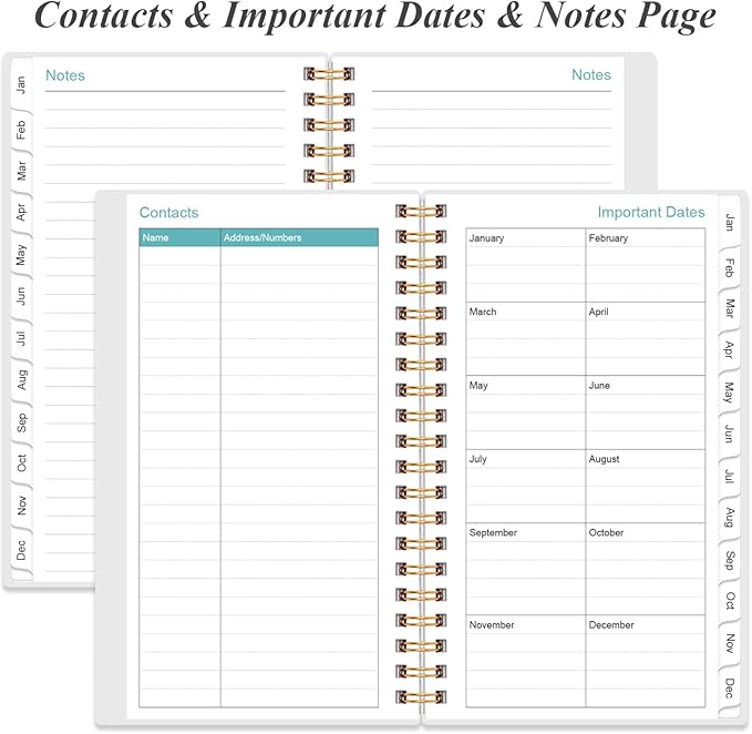 2026 Pocket Planner/Calendar - 2026 Planner from January 2026 - December 2026, Planner 2026 with 12 Tabs, Twin-Wire Binding, Inner Pocket, 3.75" x 6.75, Teal Flowers