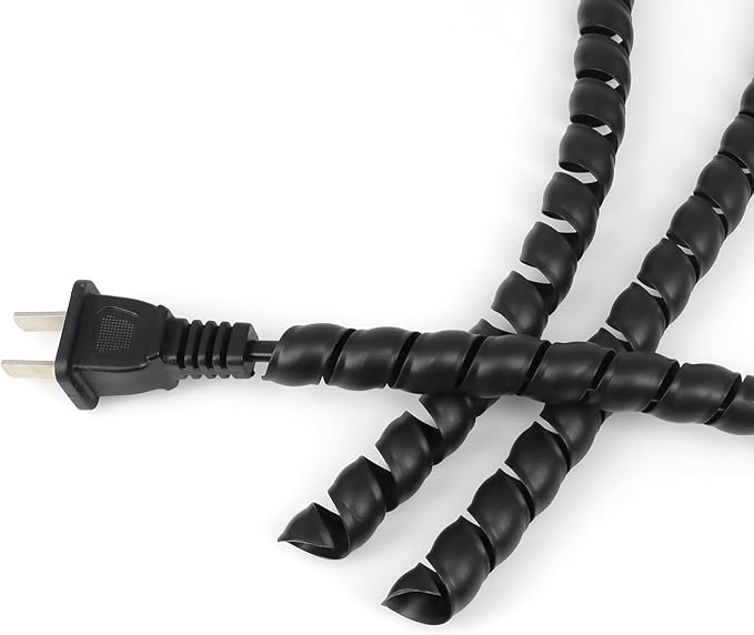Spiral Wire Wrap, 9.84ft, 16.4ft, 33ft Spiral Cable Wrap Sleeve Hose for Computer, Power, Audio & Video Cords Stop Cord Tangle and Detangler (Black, 14mm (9/16")-16.4ft)
