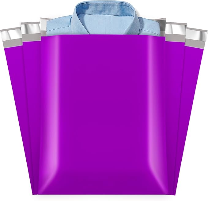 Fuxury Poly Mailers 12x15.5 Inch 500 Pcs, Bulk Shipping Bags for Clothing, Strong Adhesive Shipping Envelopes for Small Business Suppliers,Waterproof Mailers Poly Bags Mailing Envelopes Purple