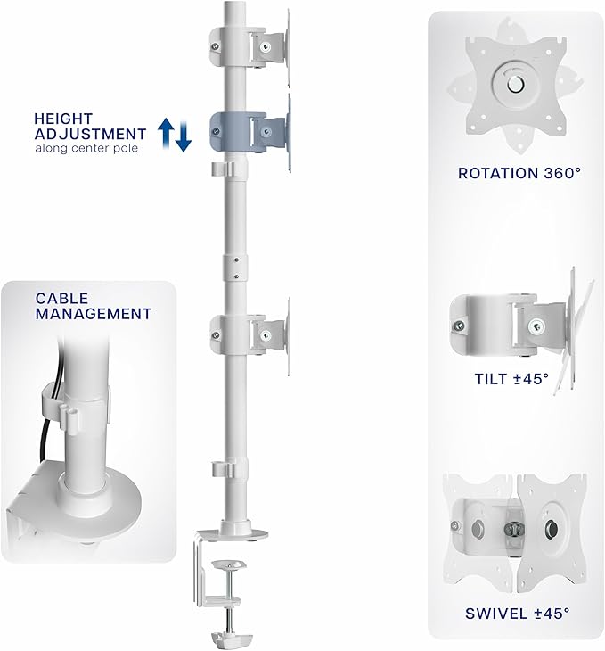 VIVO Dual Monitor Desk Mount Stand with Height Adjustment and VESA Plates for 2 LCD Ultrawide Screens up to 34 inches, Stacked Array, STAND-V002RW