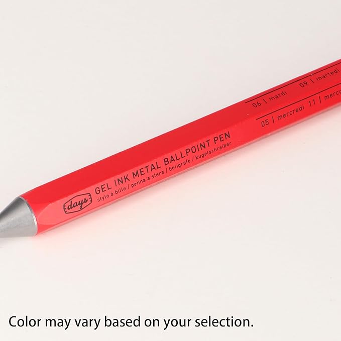 MARK'STYLE days, Gel Ink Metal Ballpoint Pen - 0.5mm Retractable Black Ink, Retro styling Light Weigh Pen, Made in Japan- Perfect for School, Office, and Journaling (Orange)