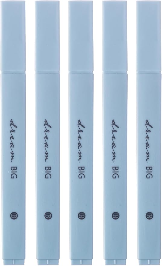 DIVERSEBEE Bible Highlighters with Soft Chisel Tip, 5 Pack Single Color Pens No Bleed, Quick Dry, Cute Aesthetic Markers for Bible Study Journaling Supplies (Blue)