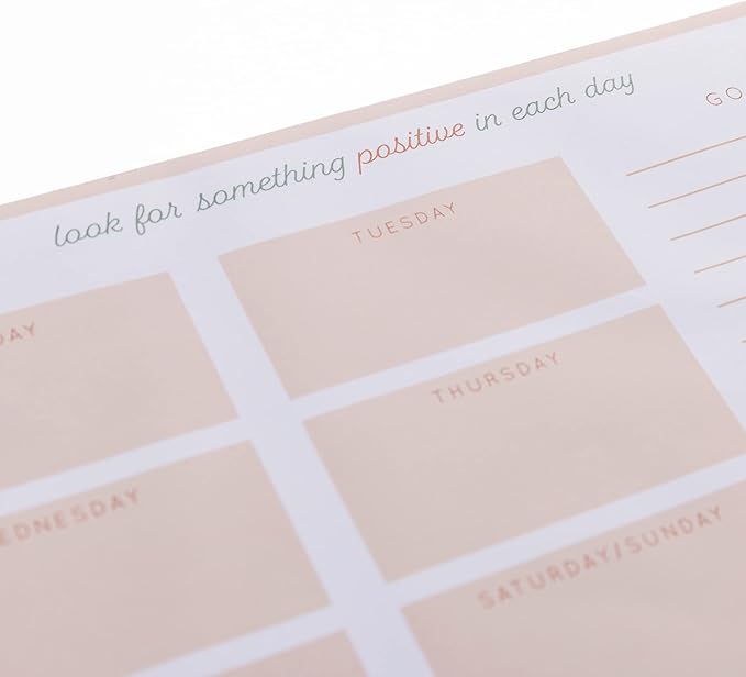 Graphique Weekly To Do Deskpad - Positivity Design - 9.75" x 8", 80 Sheets, Themed Pages - Planner for College Students, Business Appointments, Great Gift