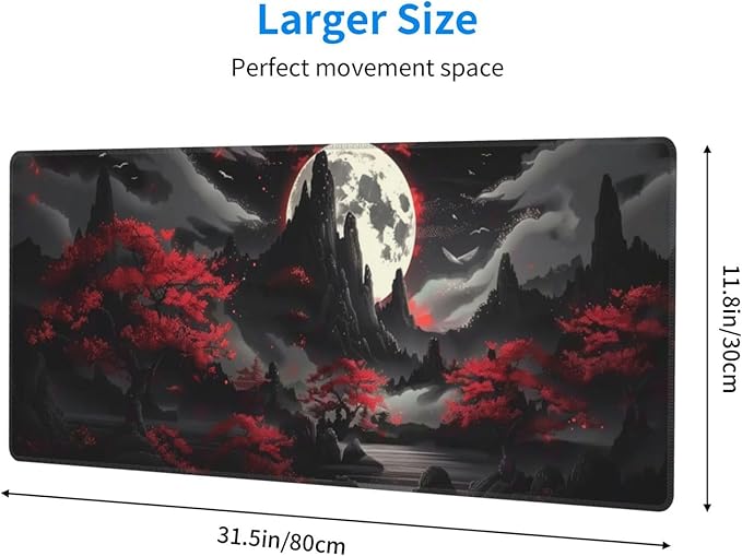 Extended Gaming Mouse Pad, Large Desk Mat XL Anime Mouse Pad Waterproof with Stitched Edges, Non-Slip Desktop Pad for Home and Office, Level Up Your 31.5x11.8 Inch (Night Canyon)