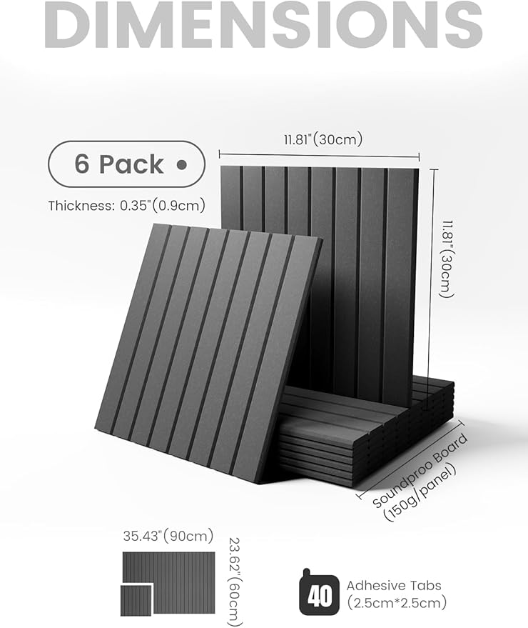 Large Felt Bulletin Board 36" x 24" Cork Board Alternative-6 Pack with 40 Safe Removable Adhesive Tabs, Cork Boards for Walls Cork Board for Home Office Classroom Pin Board (Charcoal Gray)