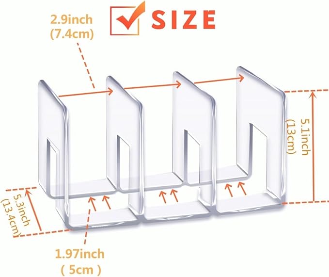 LUGUNU Clear Acrylic Purse Organizer - 3-Section Divider for Handbag Closet Storage - Durable Rack for Purses, Clutches More (Set of 4)