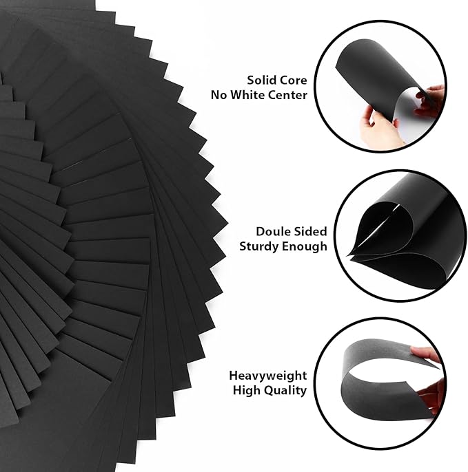 OcePor 400 Sheets Black Cardstock 8.5” x 11”, 92lb/250gsm Black Card Stock, Thick Card Stock Paper, Heavy Cardstock Paper for Printer, Resume, Scrapbooks, Art, Crafts, Business Cards