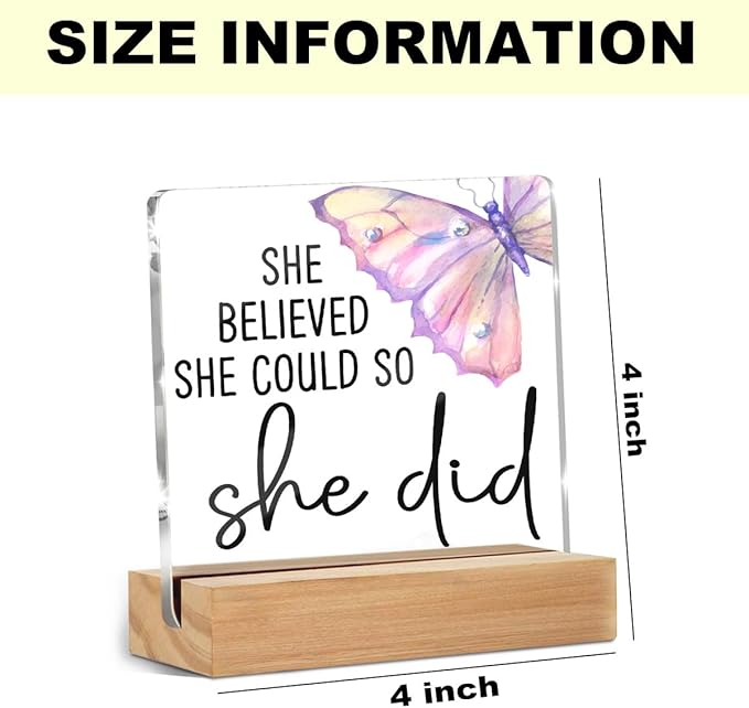 Congratulations Gifts for Women - College Graduation Gifts for Her New Job Gifts - She Believed She Could so She Did Acrylic Plaque Sign Office Inspirational Promotion Gift for Coworker