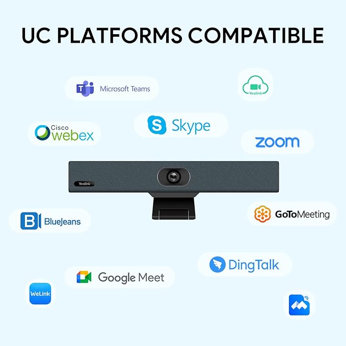 Yealink UVC34 4K Conference Room Camera System 10 Microphone 8 MP All-in-One Video Conferencing System AI Auto Framing 120° Field of View Microsoft Teams Certified Webcam Zoom Rooms USB-A