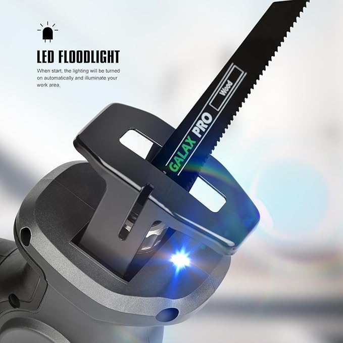 GALAX PRO 20V Cordless Reciprocating Saw, 0-3000RPM Variable Speed Power Reciprocating with 4.0Ah Battery, 2pcs Wood Blades & 1pcs Metal Blade