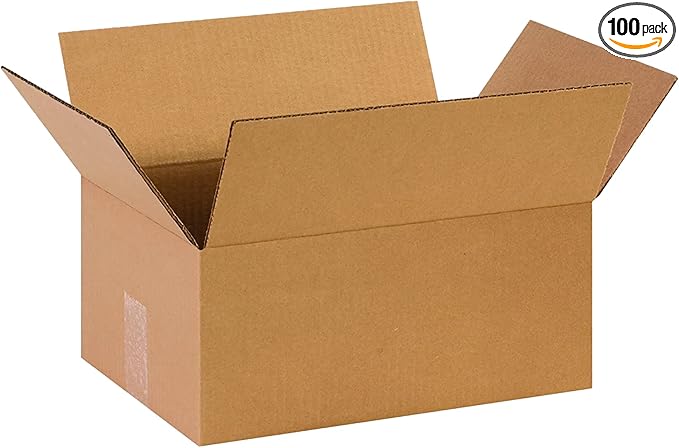 Partners Brand Moving Boxes, Medium 14" x 10" x 6" (100 Pack), Corrugated Cardboard Box for Packing Packaging Mailing Storage & Shipping for Home or Office, 32 ECT - Pack of 100