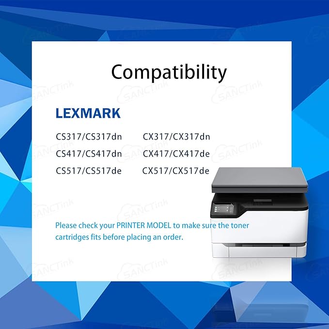 Remanufactured Toner Cartridge Replacement for Lexmark CS317 CS417 CS417dn CX317 CX317dn CX417 CS317dn CS517 CX517 CX417de 71B10K0 71B10C0 71B10M0 71B10Y0 71B0010 (High Yeild, 4-Pack)