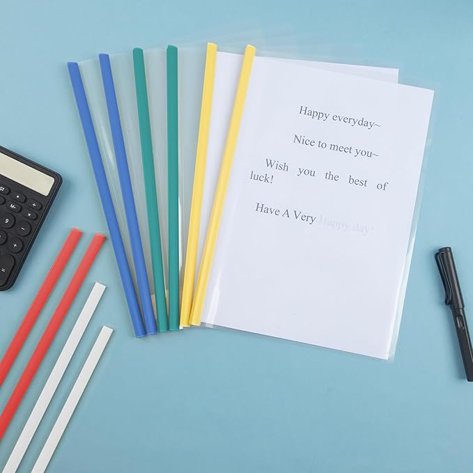 10 Pcs 5 Assorted Colors Clear Report Covers with Sliding Bar 30 Sheets Capacity A4 Size File Folder Document Binder Organizer