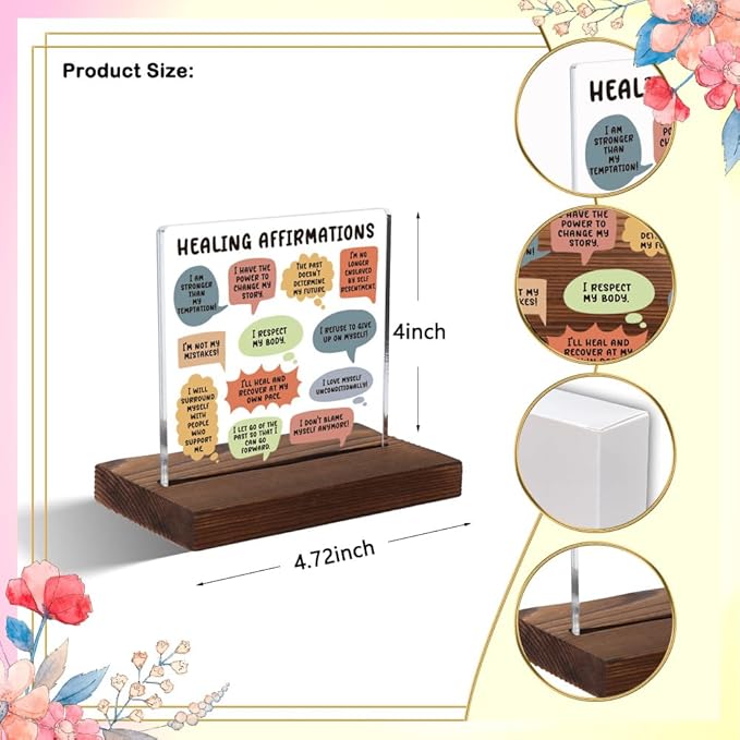 Mental Health Gifts for Women, Encouragement Gifts for Women, Positive Affirmation Gift for Woman,Modern Acrylic Desk Plaque with Inspirational Quotes, 10 x 10 x 1.5 cm,XXD27